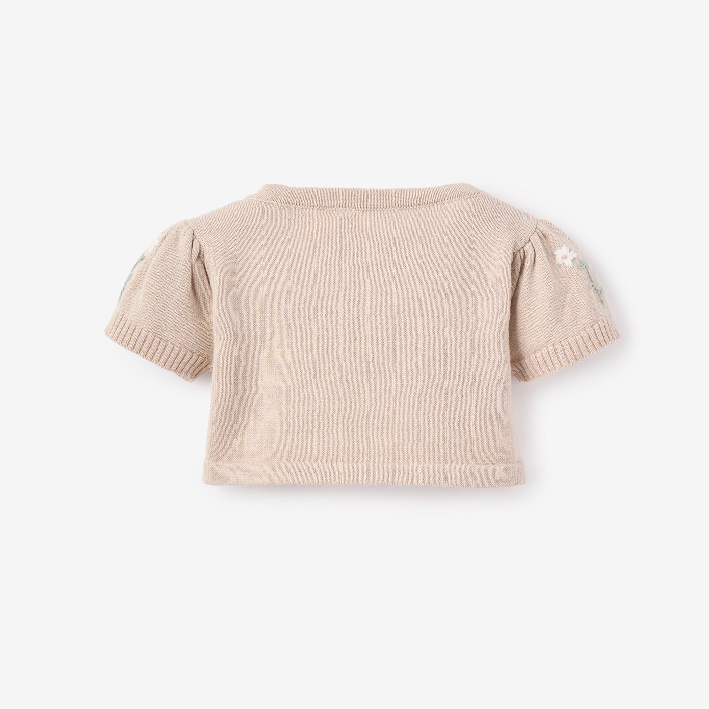 Embroidered Floral Bolero Cotton Knit Cardigan