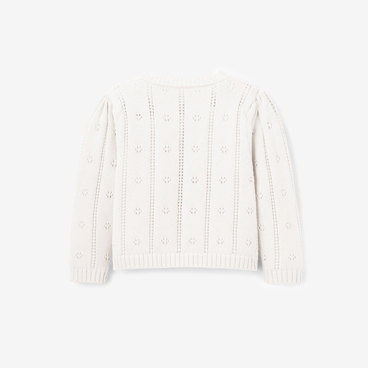 White Pointelle Knit Baby Cardigan