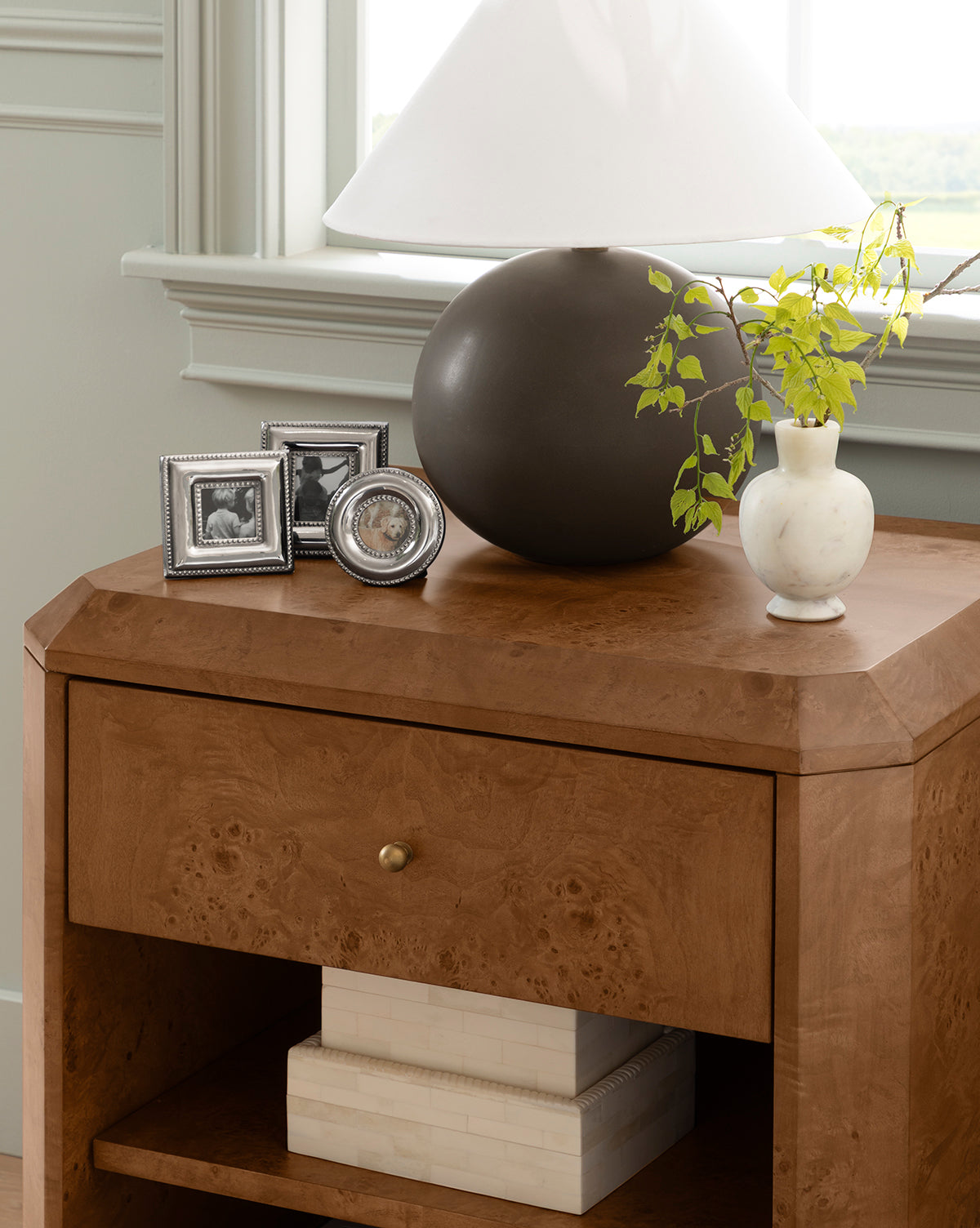 Tali Burl Wood Nightstand