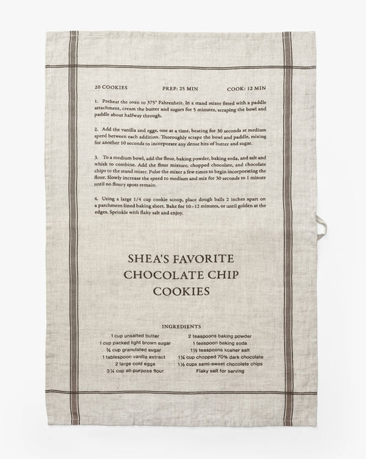 Chocolate Chip Recipe Tea Towel