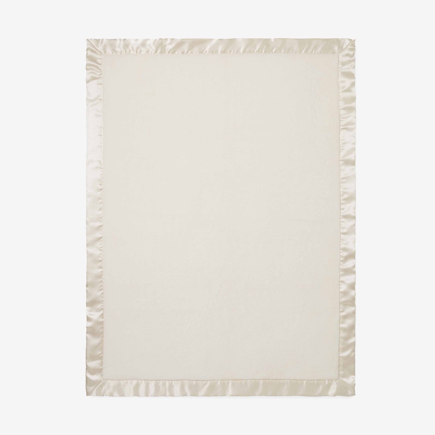 Cream Satin Trim Flannel Fleece Baby Stroller Blanket