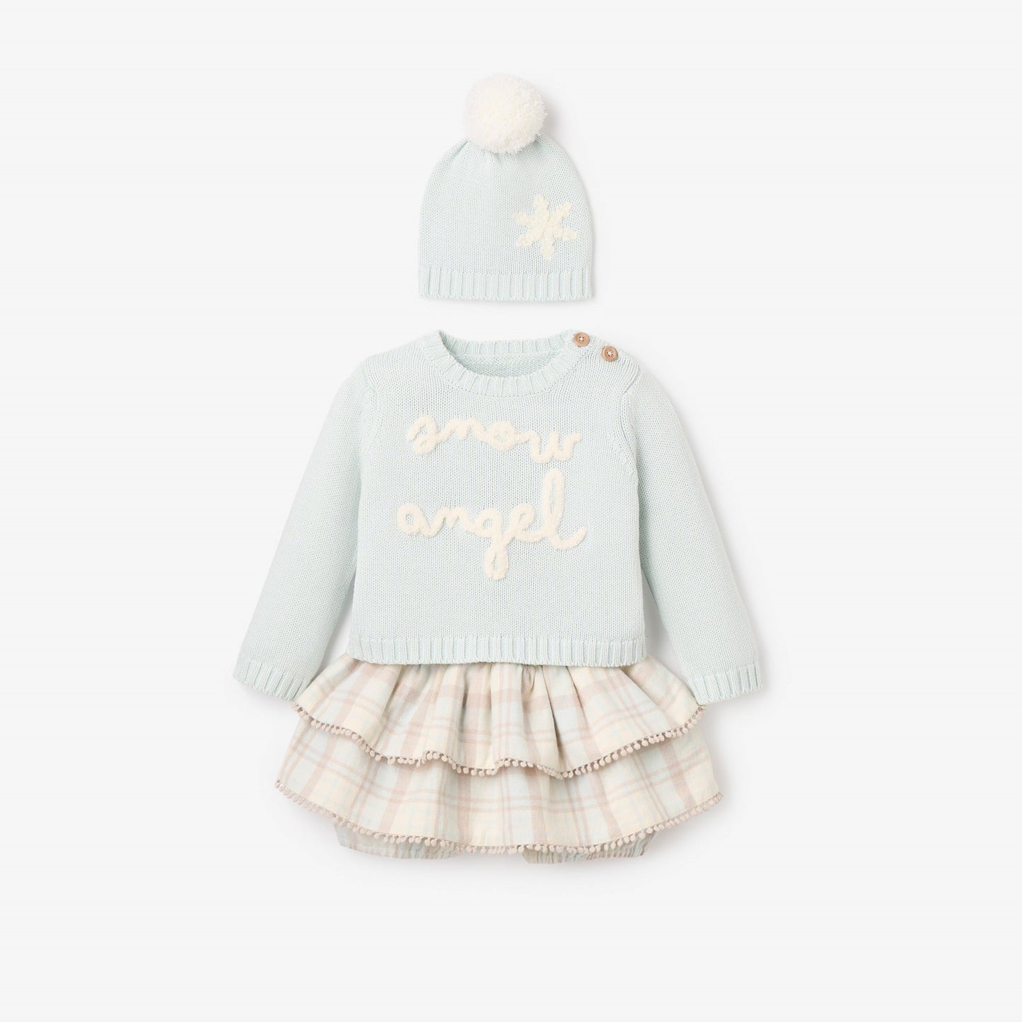 Snow Angel Sweater Skirt Set & Pom Hat