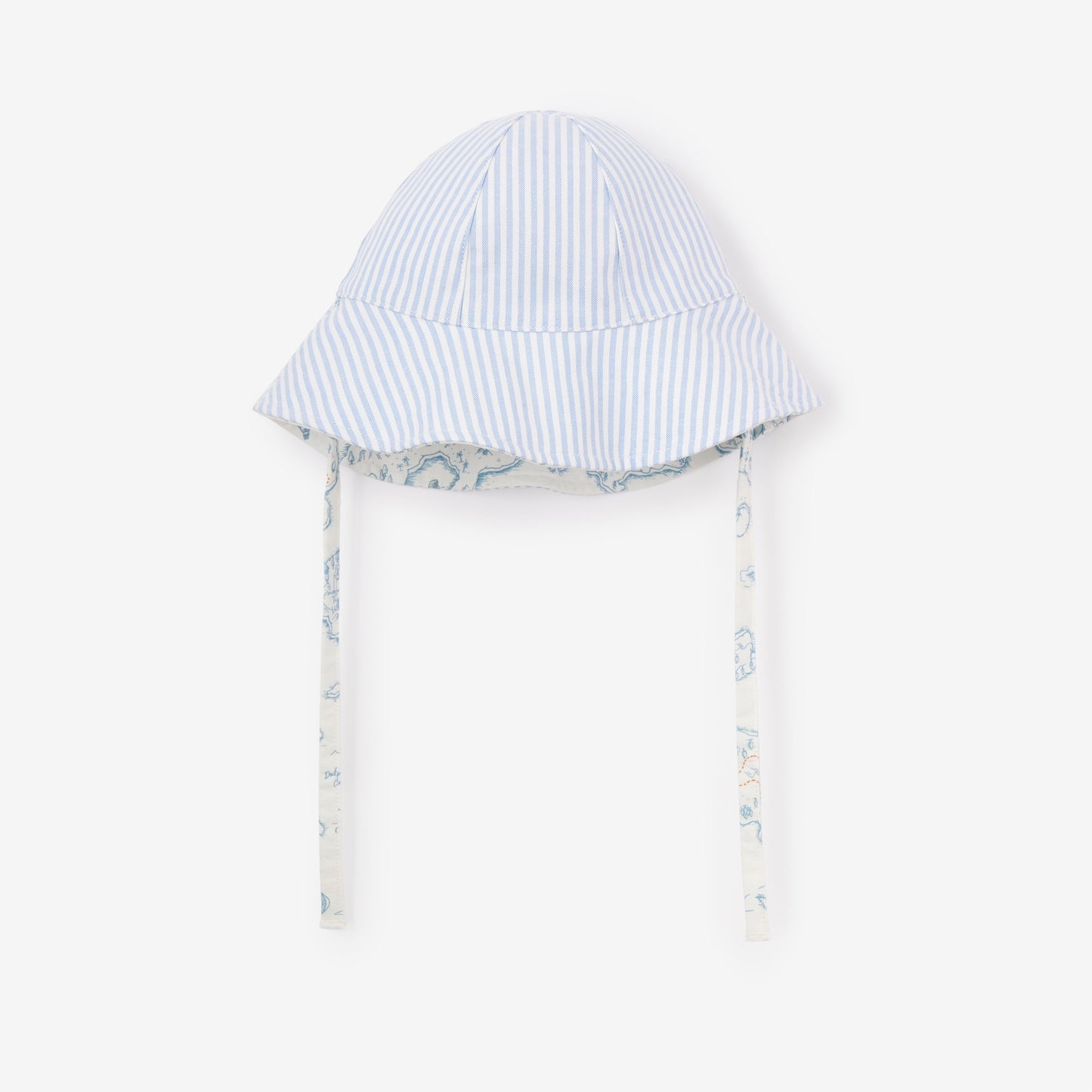 Oxford Stripe & World Explorer Print Reversible Sunhat
