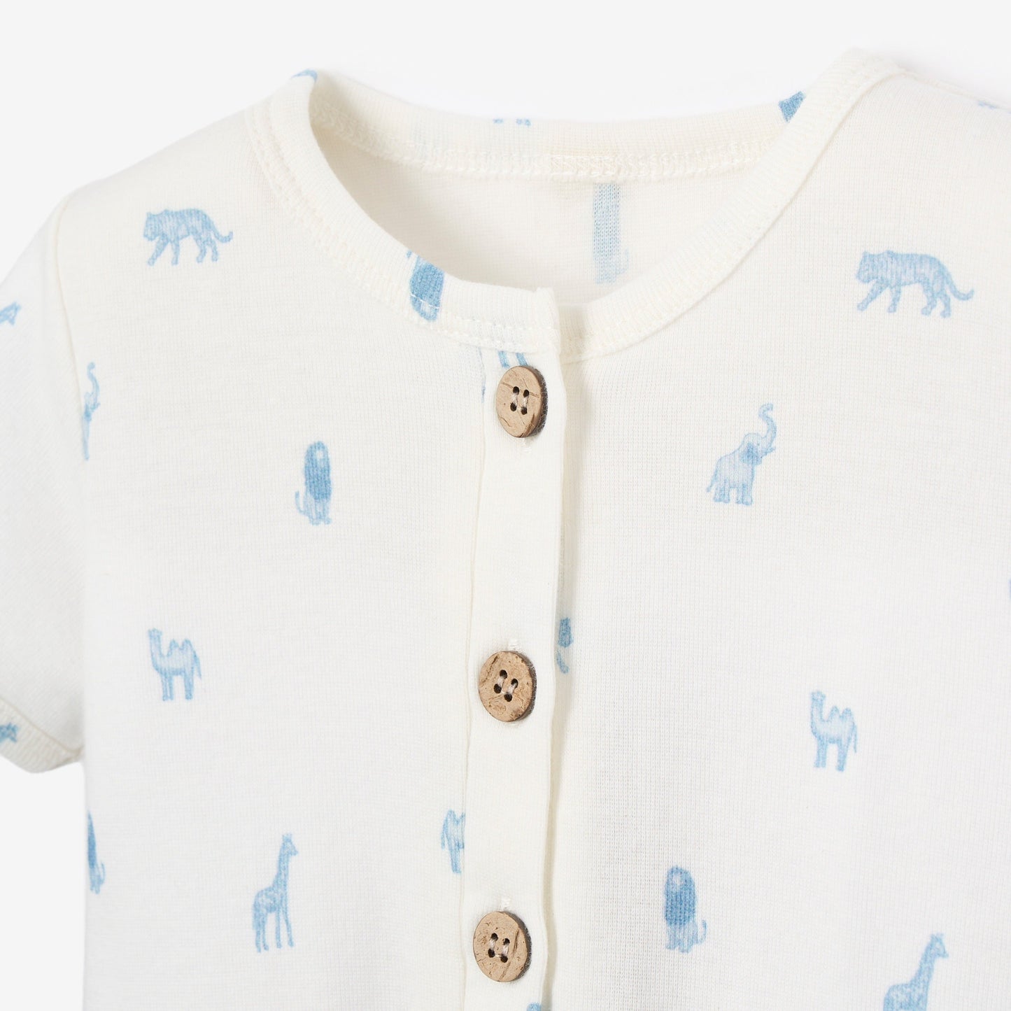 Blue Safari Print Organic Cotton Baby Romper