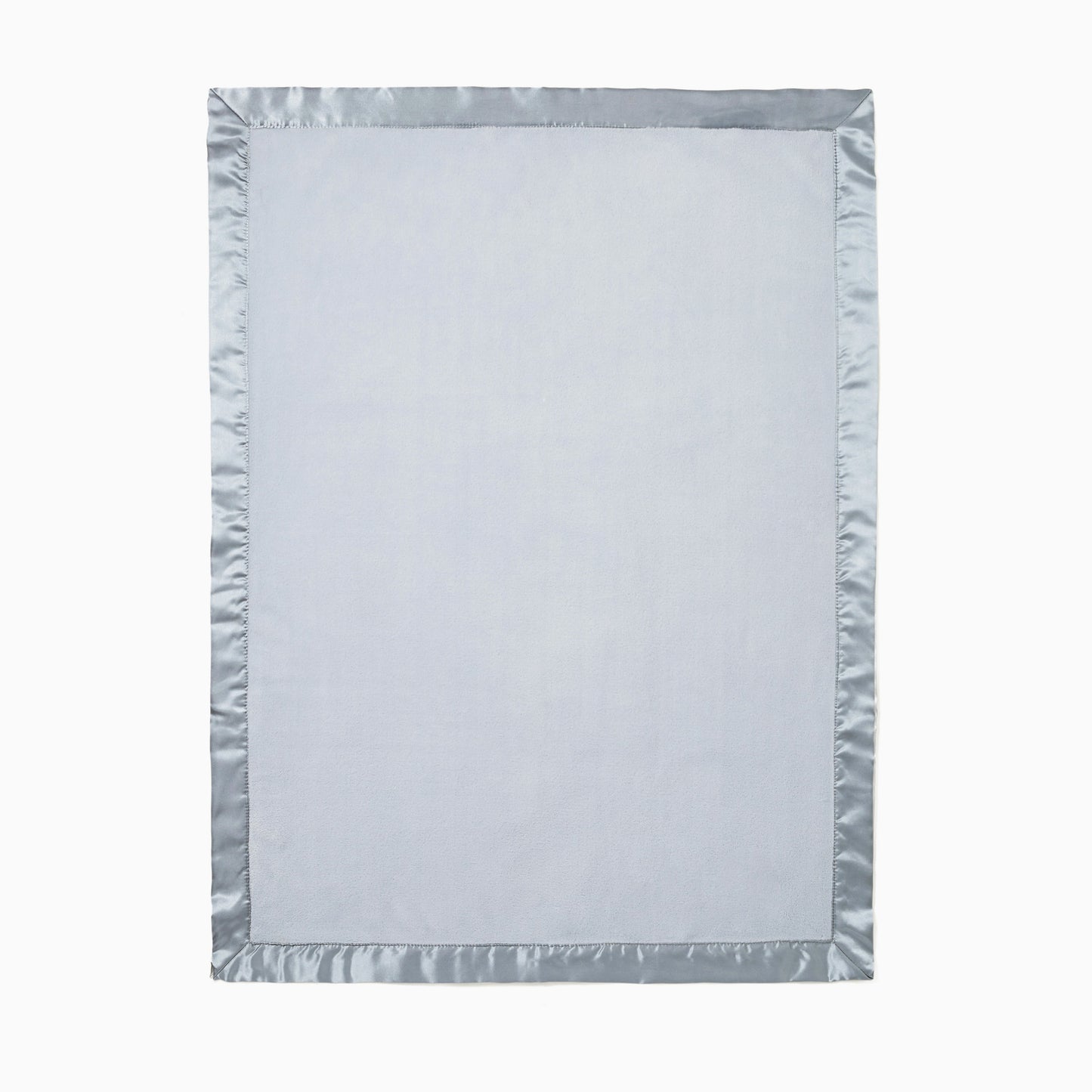 Pale Blue Satin Trim Flannel Fleece Baby Stroller Blanket