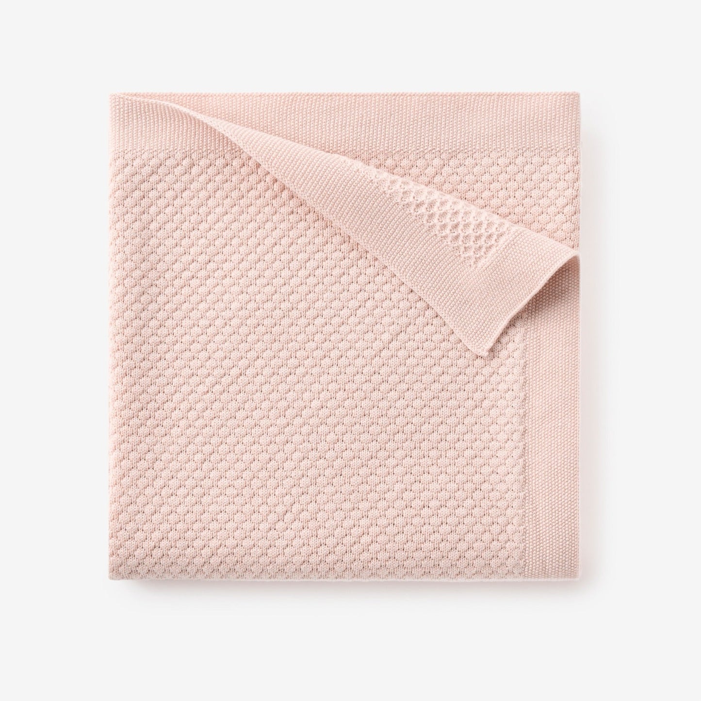 Blush Textured Knit Blanket + Bunny Ring Rattle Gift Set