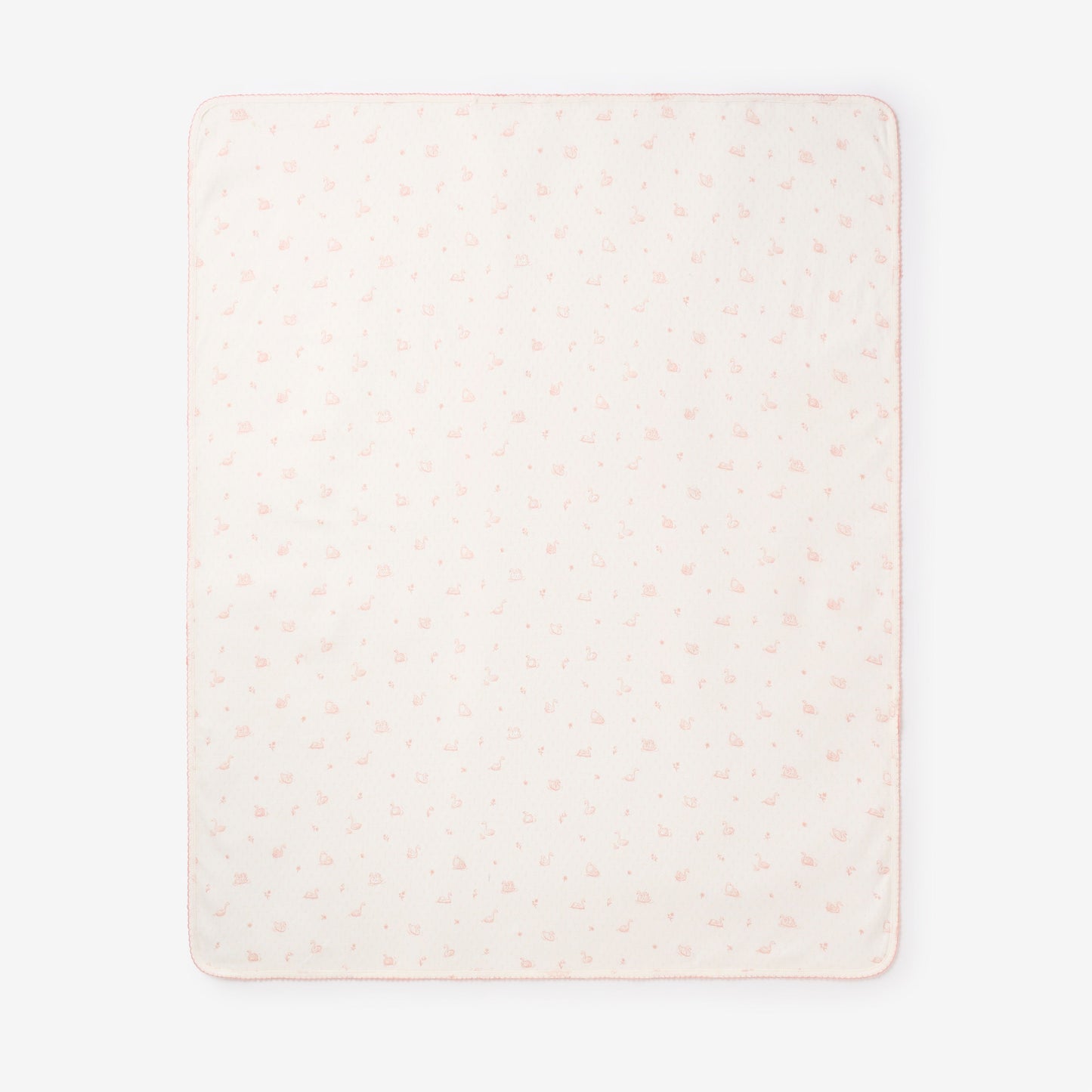 Pink Swan Print Organic Cotton Pointelle Baby Blanket