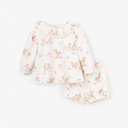 Magical Mouse Print Mini Cord Collared Tunic + Bloomer Set