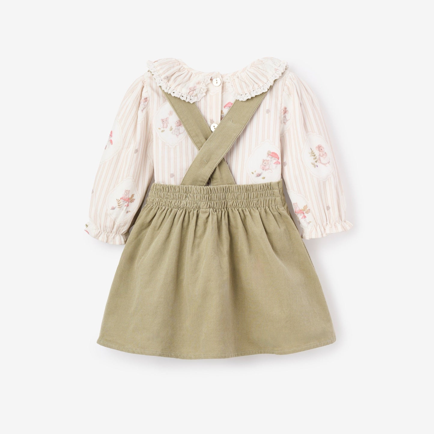 Magical Mouse Cameo Stripe Mini Cord Top +  Pinafore Dress Set