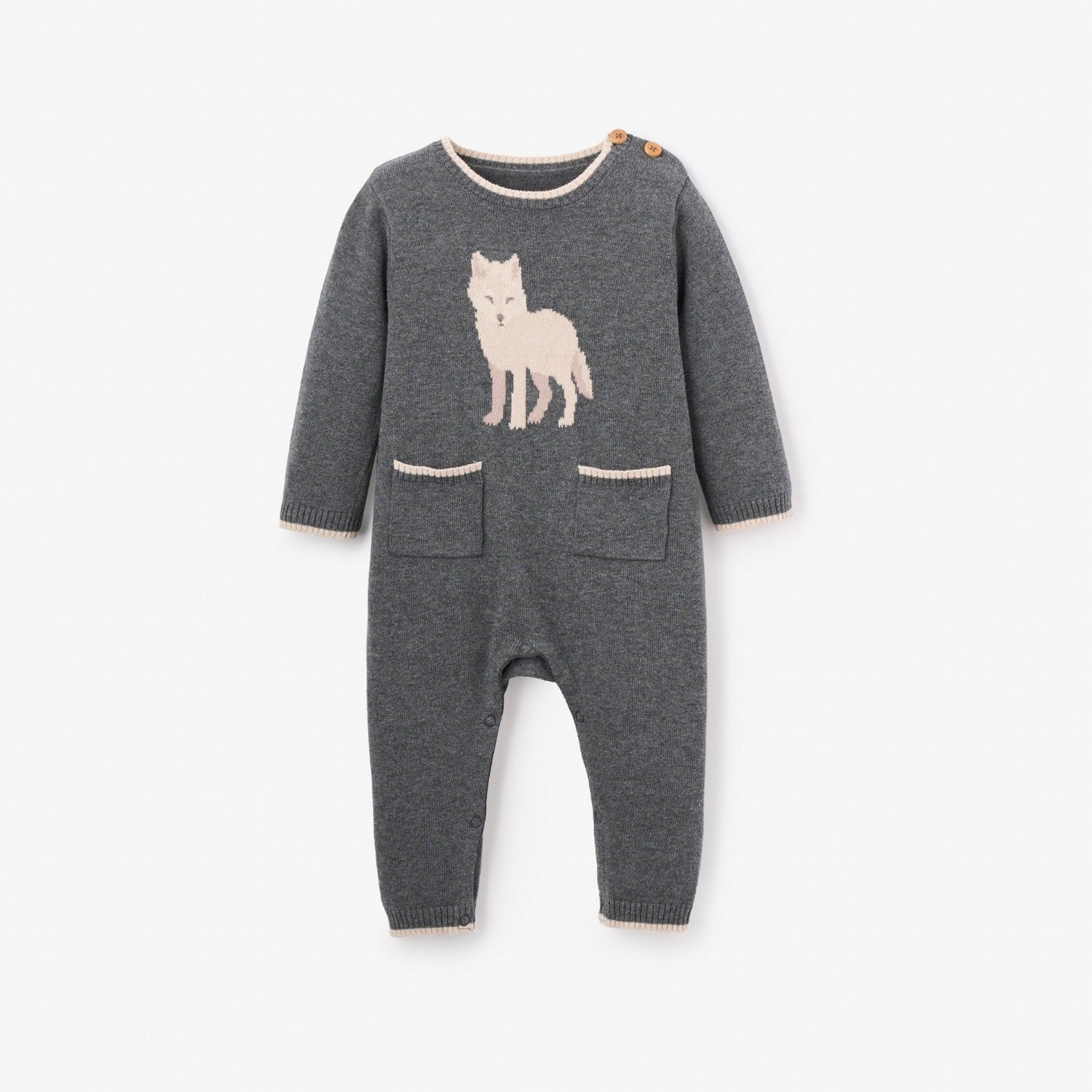 Wolf Knit Baby Jumpsuit