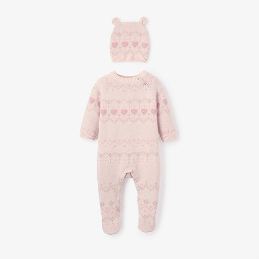 Love Fairisle Jumpsuit + Hat Set 2pc