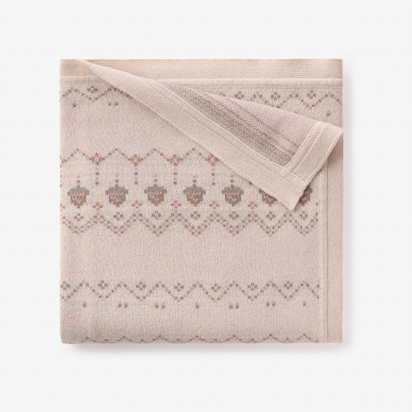 Acorn Fairisle Knit Baby Blanket