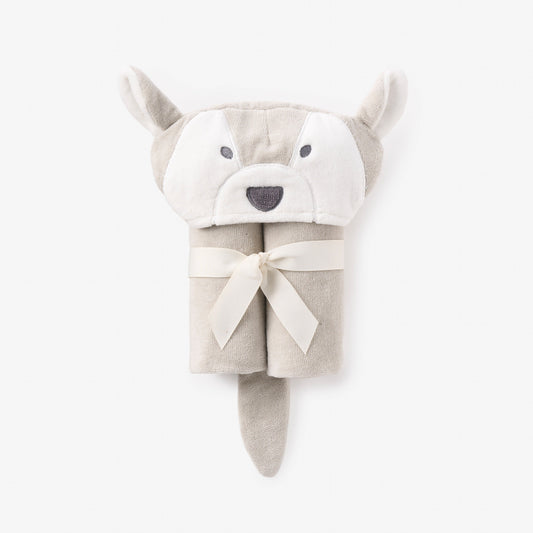 Gray Wolf Hooded Baby Bath Wrap