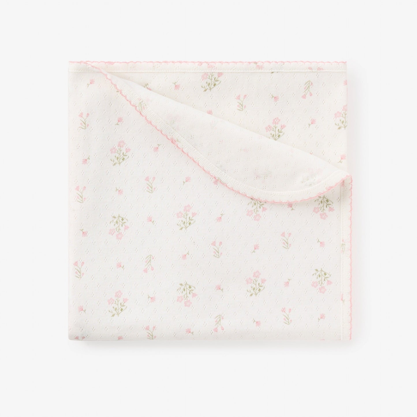 Folklore Floral Print Organic Cotton Pointelle Baby Blanket