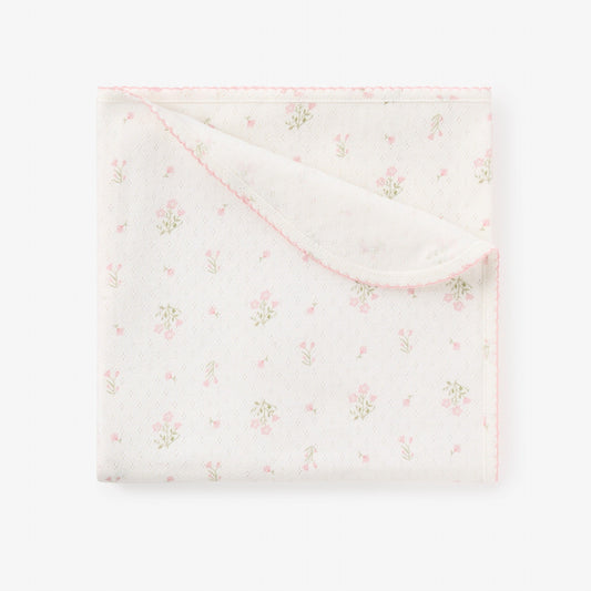 Folklore Floral Print Organic Cotton Pointelle Baby Blanket