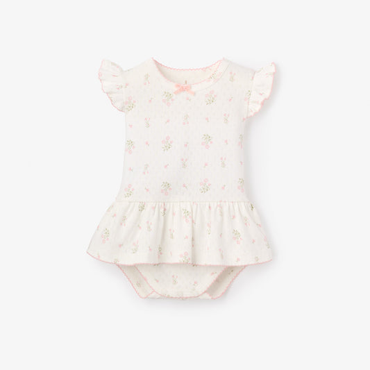 Folklore Floral Organic Cotton Pointelle Bubble Romper