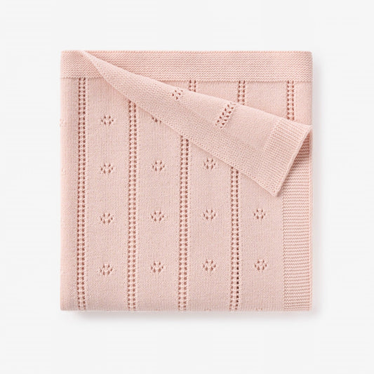 Pale Pink Pointelle Knit Baby Blanket