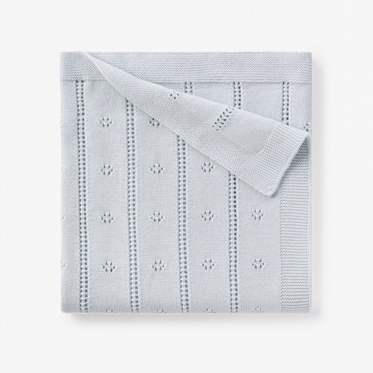 Pale Blue Pointelle Knit Baby Blanket
