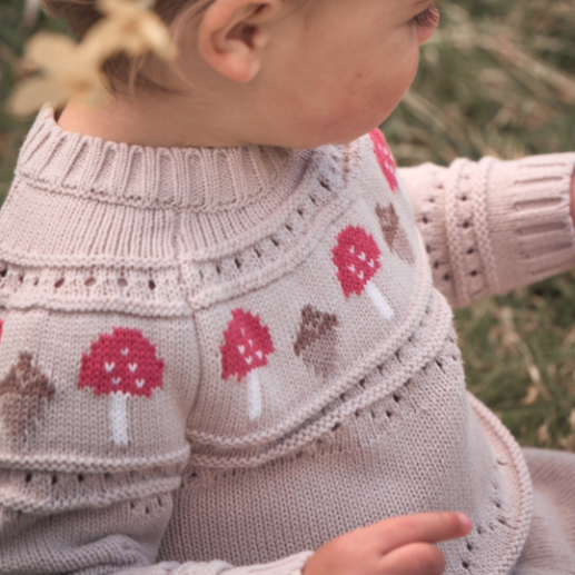 Mushroom Fairisle Knit Sweater + Skirt Set