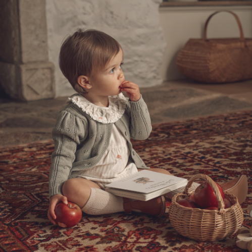 Sage Pointelle Knit Baby Cardigan