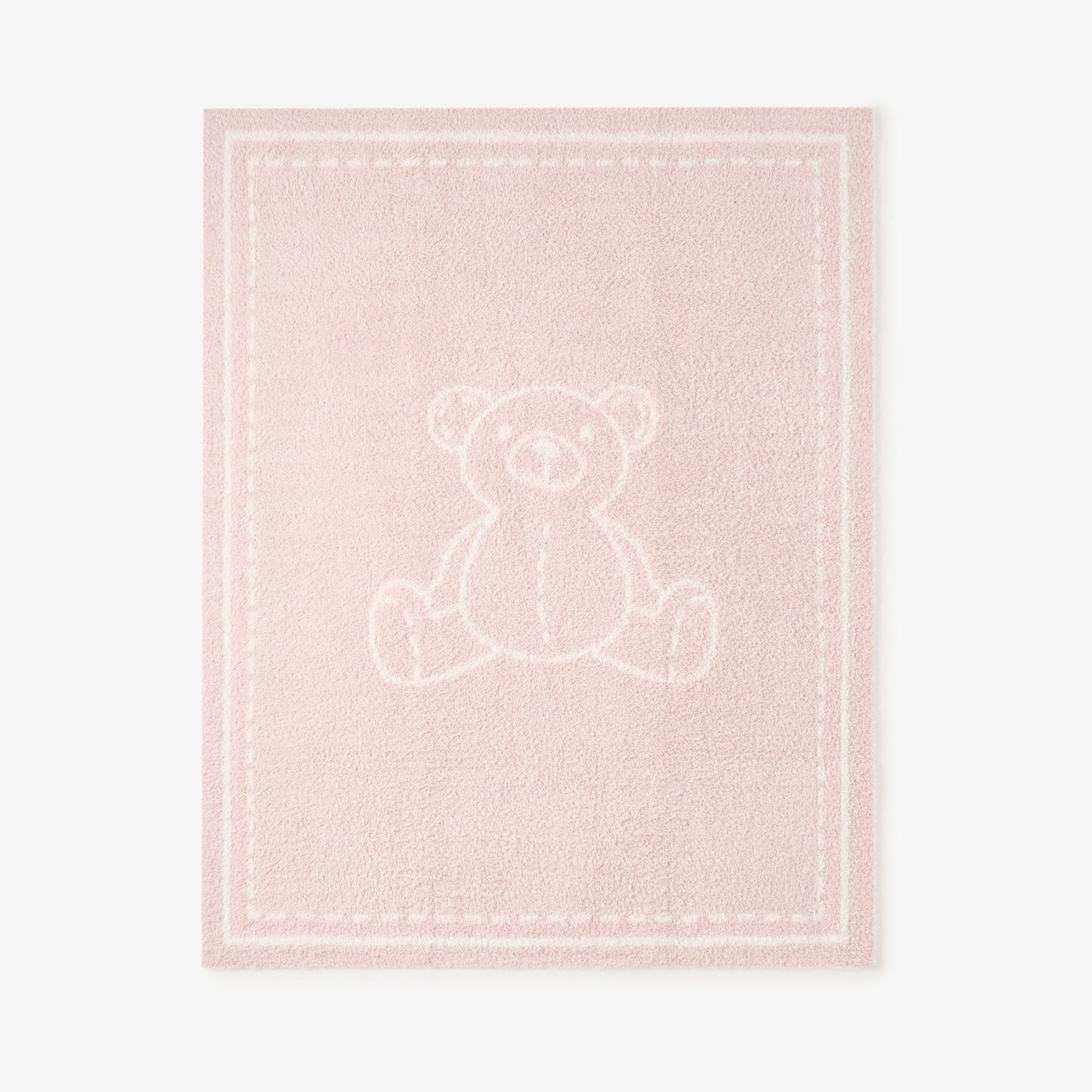 Pale Pink Teddy Bear Feather Knit Baby Blanket