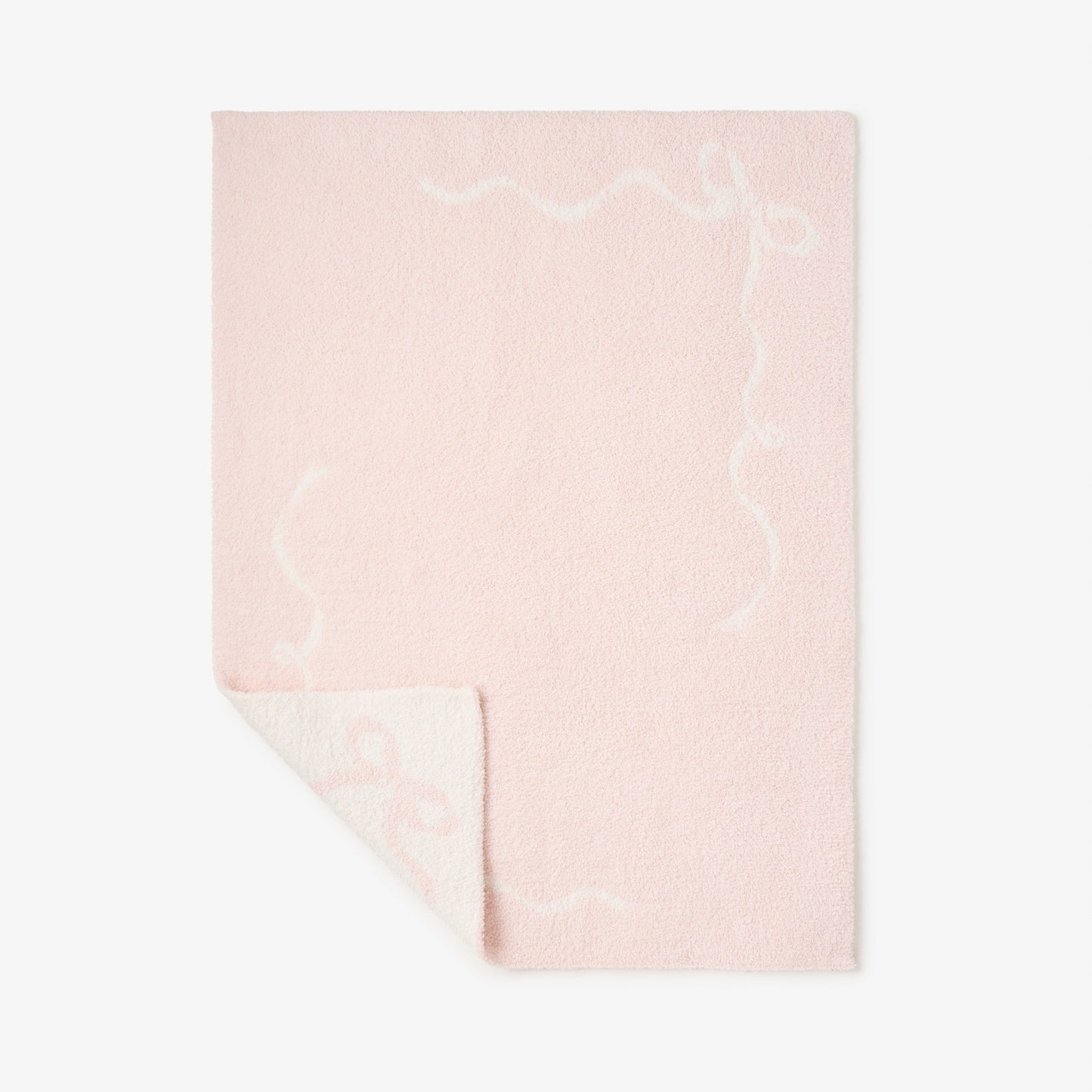 Pink Bows Feather Knit Baby Blanket