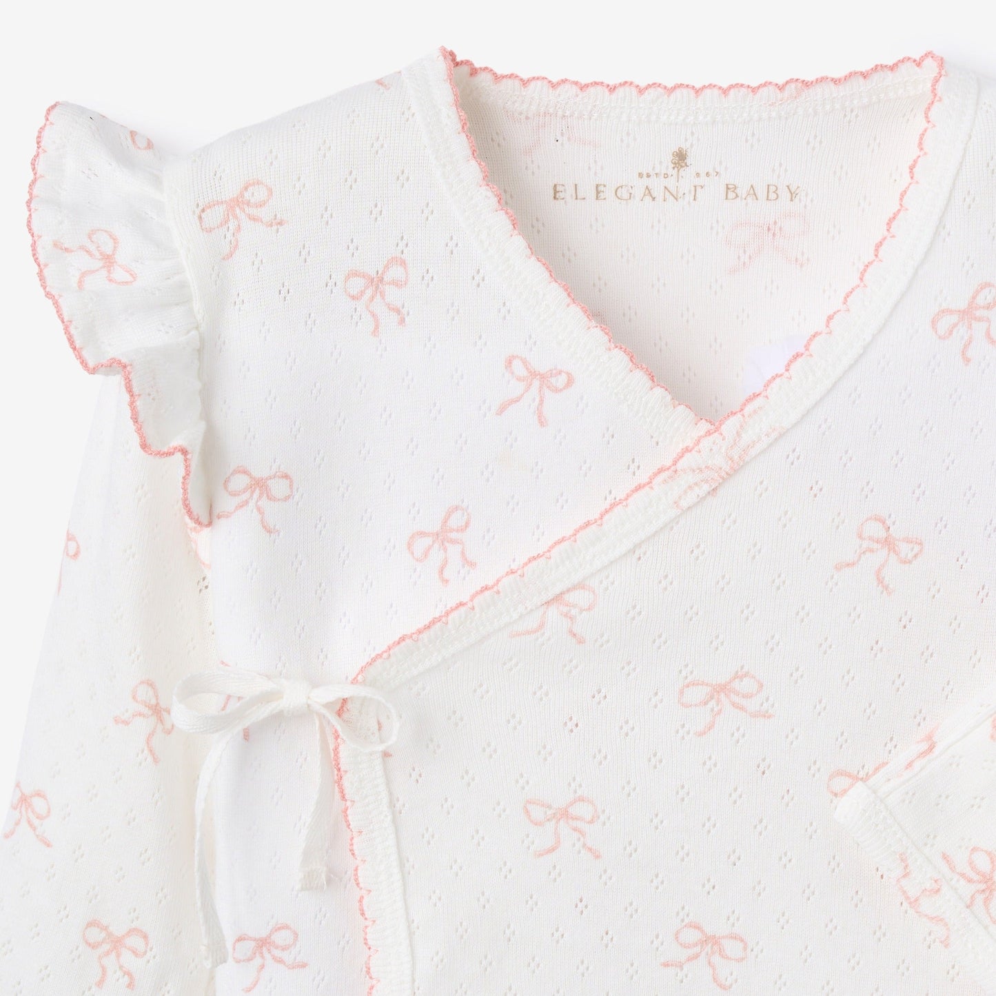Pink Bow Organic Cotton Pointelle 3pc Bag Set