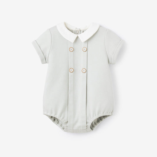 Gray Double Knit Button Front Bubble