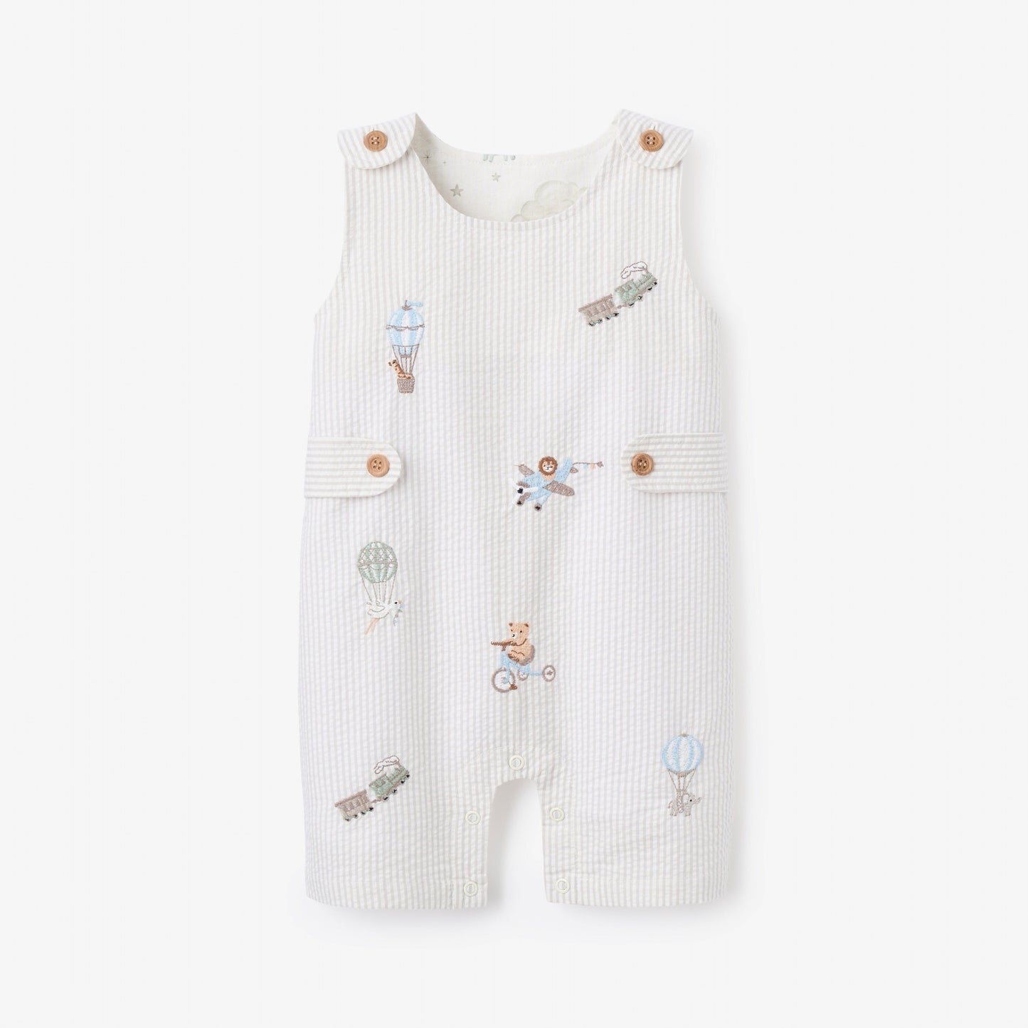 Up & Away Embroidered Gray Seersucker Jon Jon
