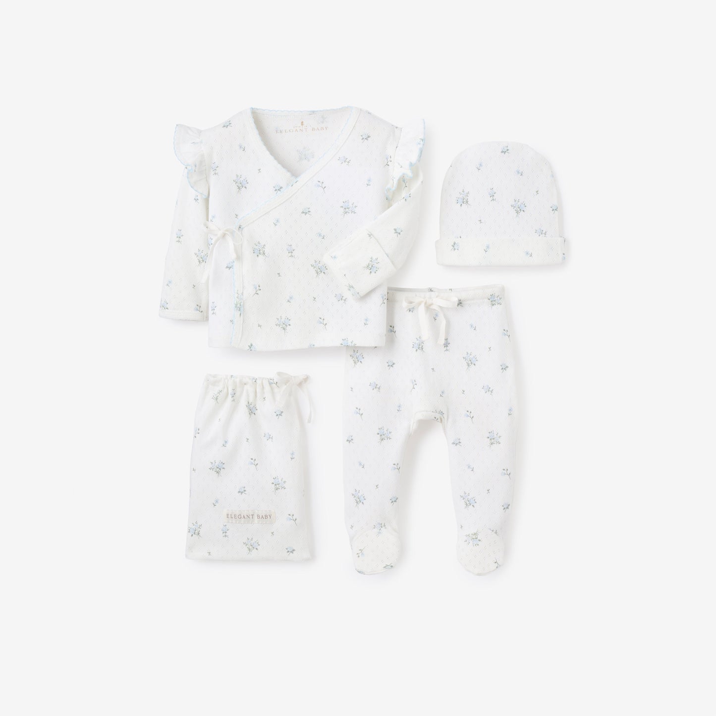 English Rose Organic Cotton 3Pc Layette Set