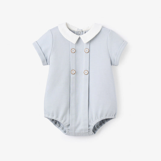 Lt. Blue Double Knit Button Front Bubble