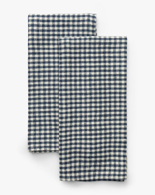 Gingham Check Linen Tea Towels (Set of 2)