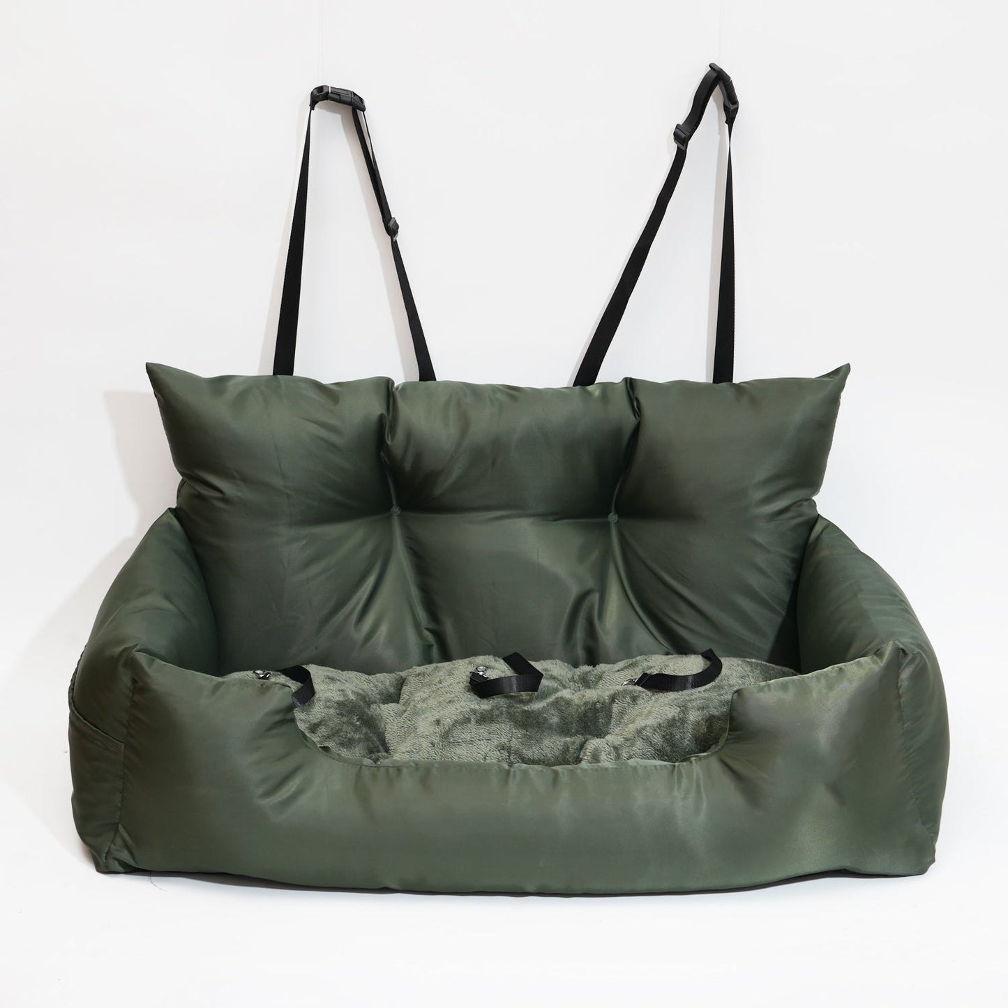 Luxury Dog Car Seat Bed | Detachable Soft Booster Pet Travel Carrier for Back Seat