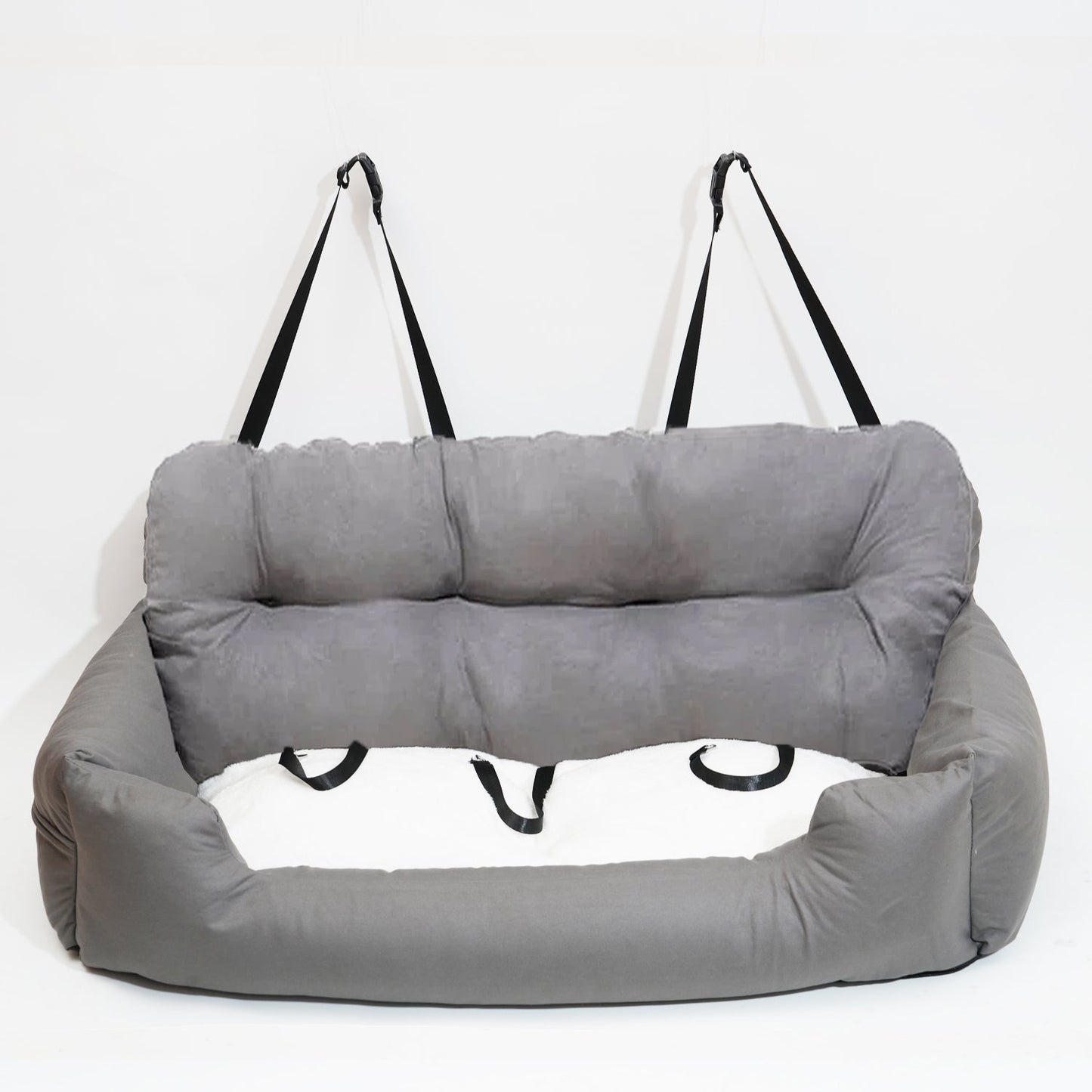 Luxury Dog Car Seat Bed | Detachable Soft Booster Pet Travel Carrier for Back Seat