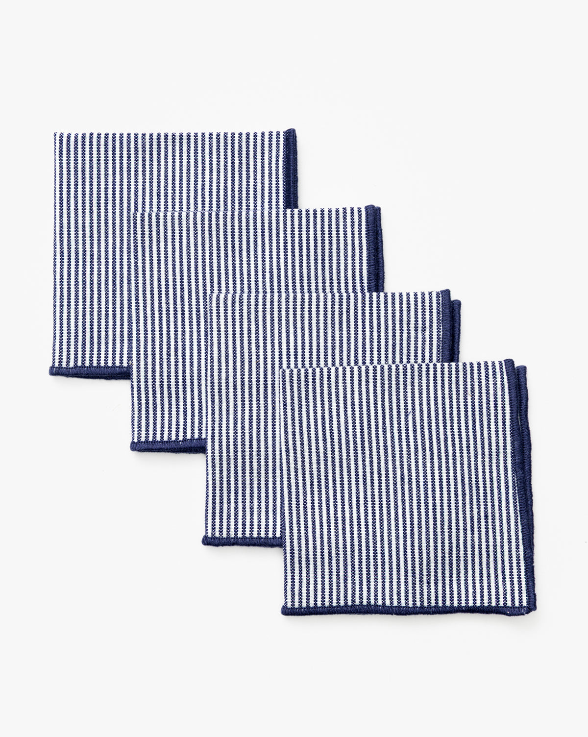 Navy Striped Cocktail Napkins (Set of 4)