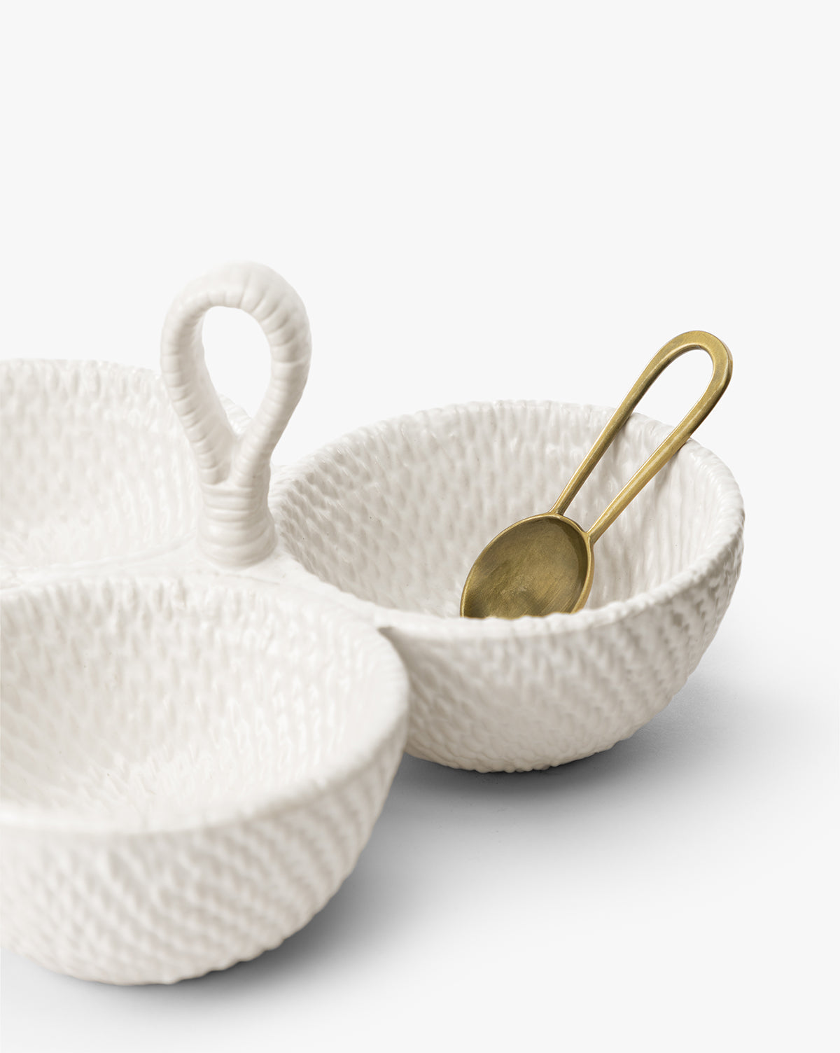 Woven Ceramic Dip Dish with Spoon