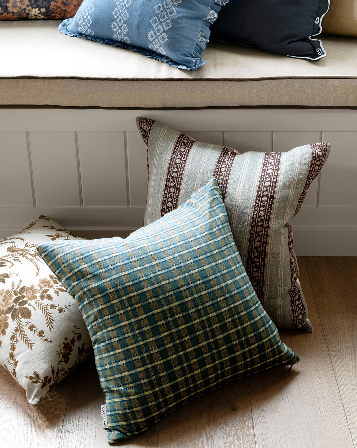 Porter Block Print Linen Pillow Cover