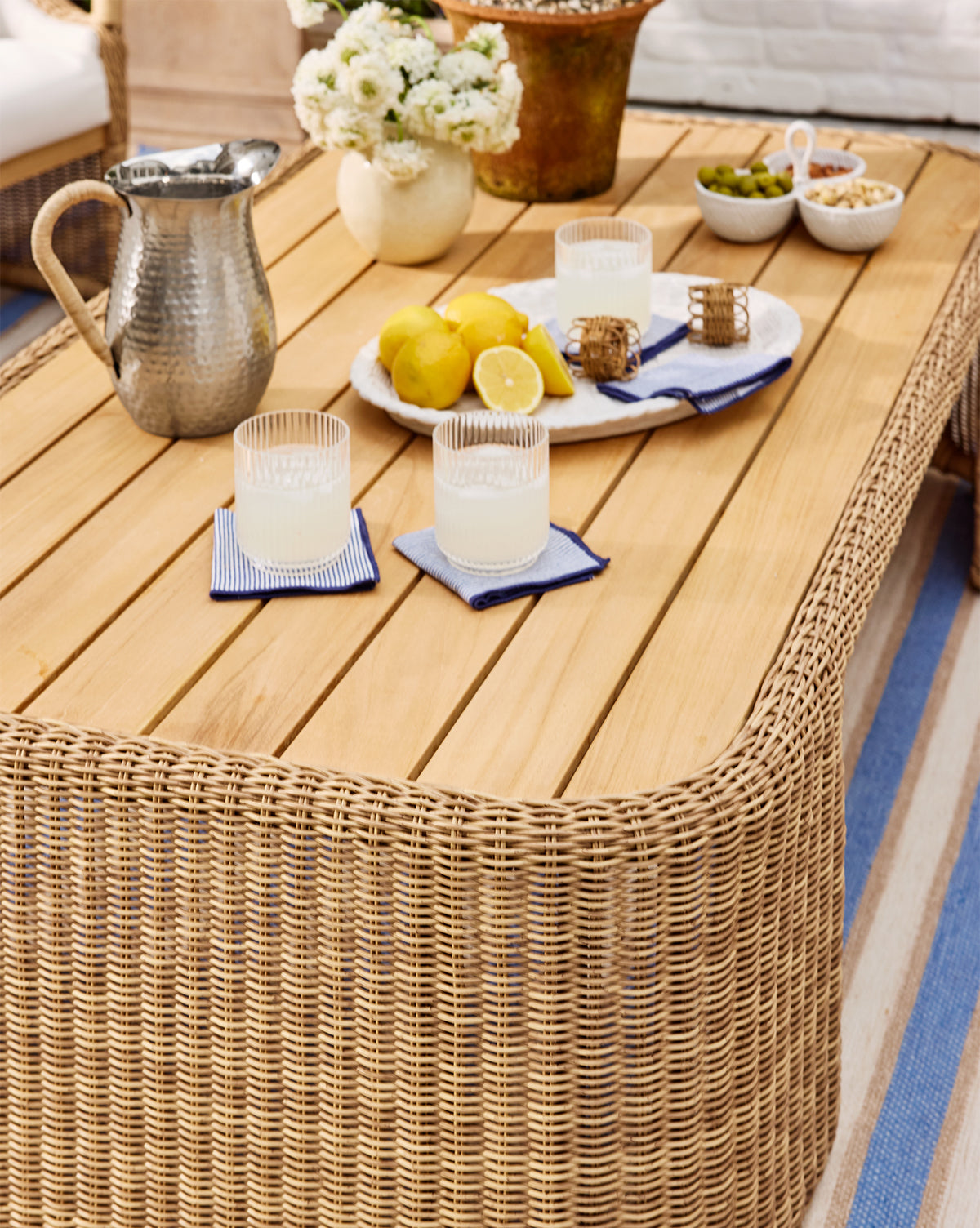 Navy Striped Cocktail Napkins (Set of 4)