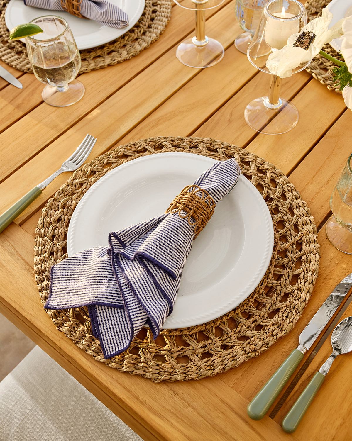 Navy Striped Napkins (Set of 4)
